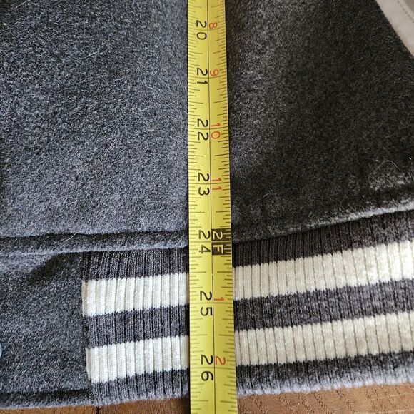 Arizona Jeans Men's Medium Gray Letterman Varsity Snap Wool Blend Jacket - Picture 8 of 10